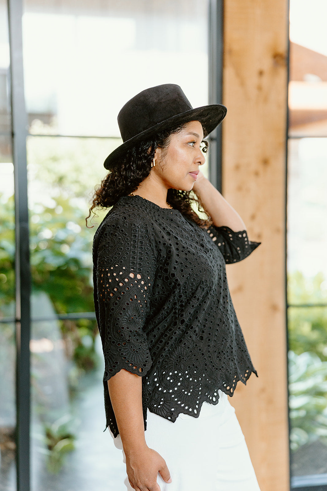 Black Lace Flow Blouse