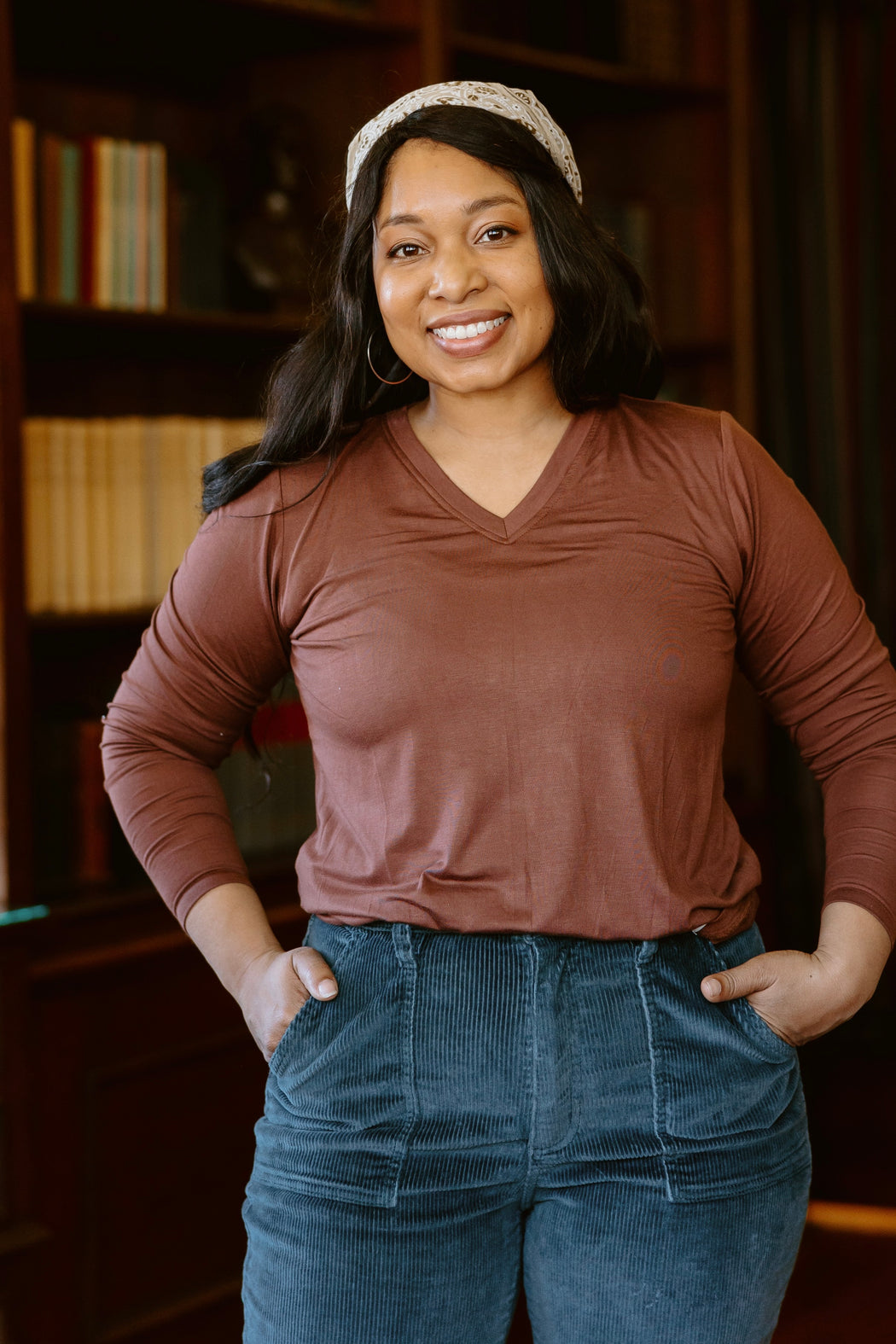 Cinnamon LS V-Neck