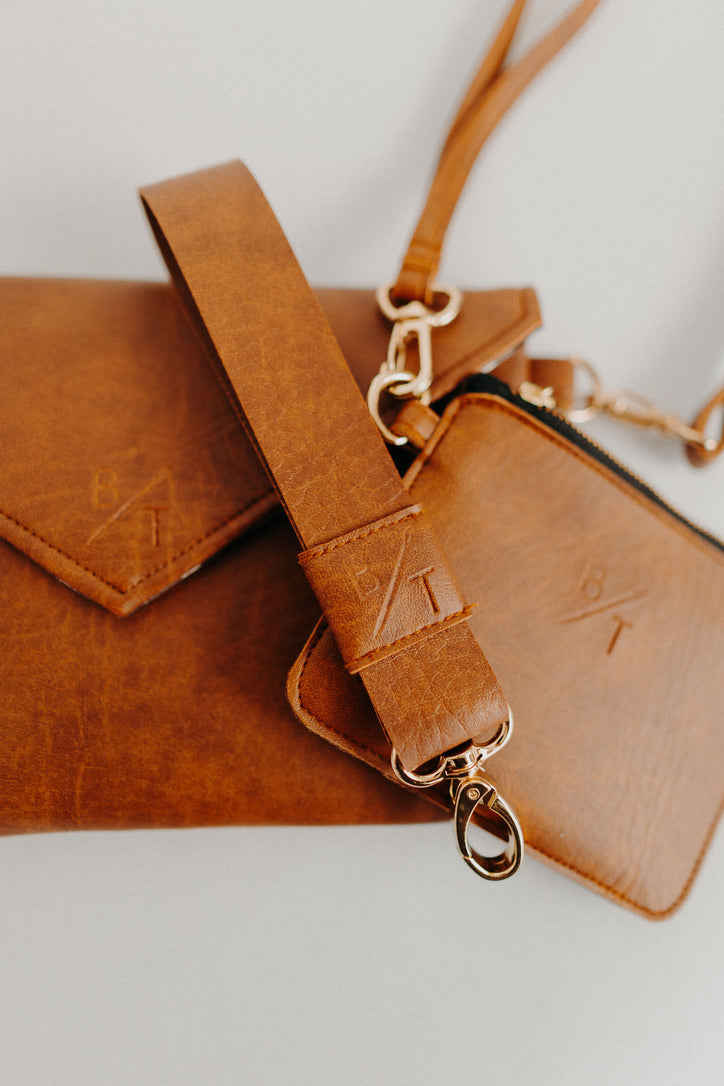 Brown Vegan Leather Key Fob