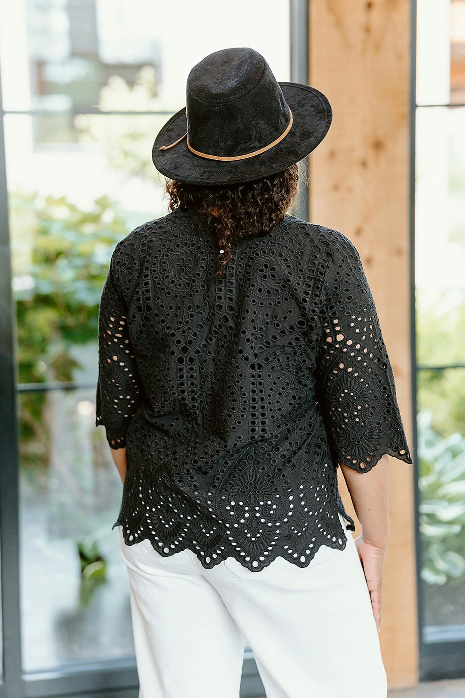 Black Lace Flow Blouse
