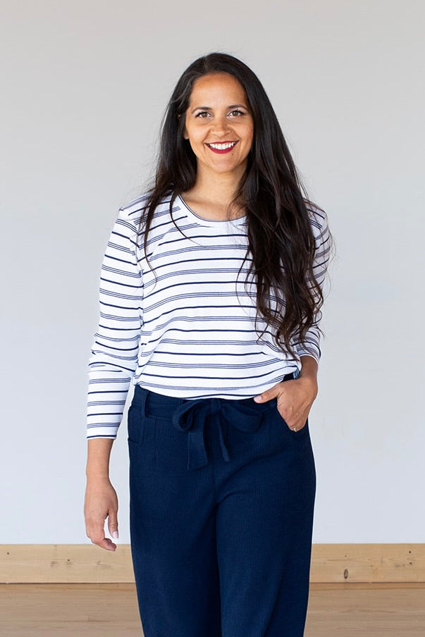 Marine Stripe Long Sleeve Scoop Tee