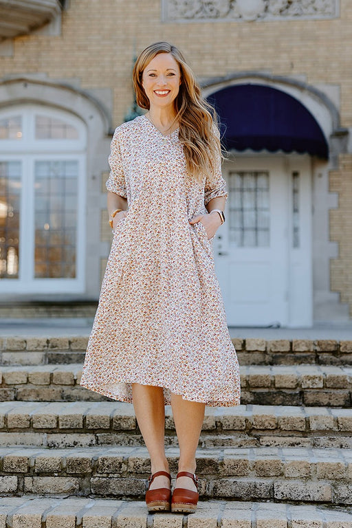 Vintage Floral LS Tier Dress