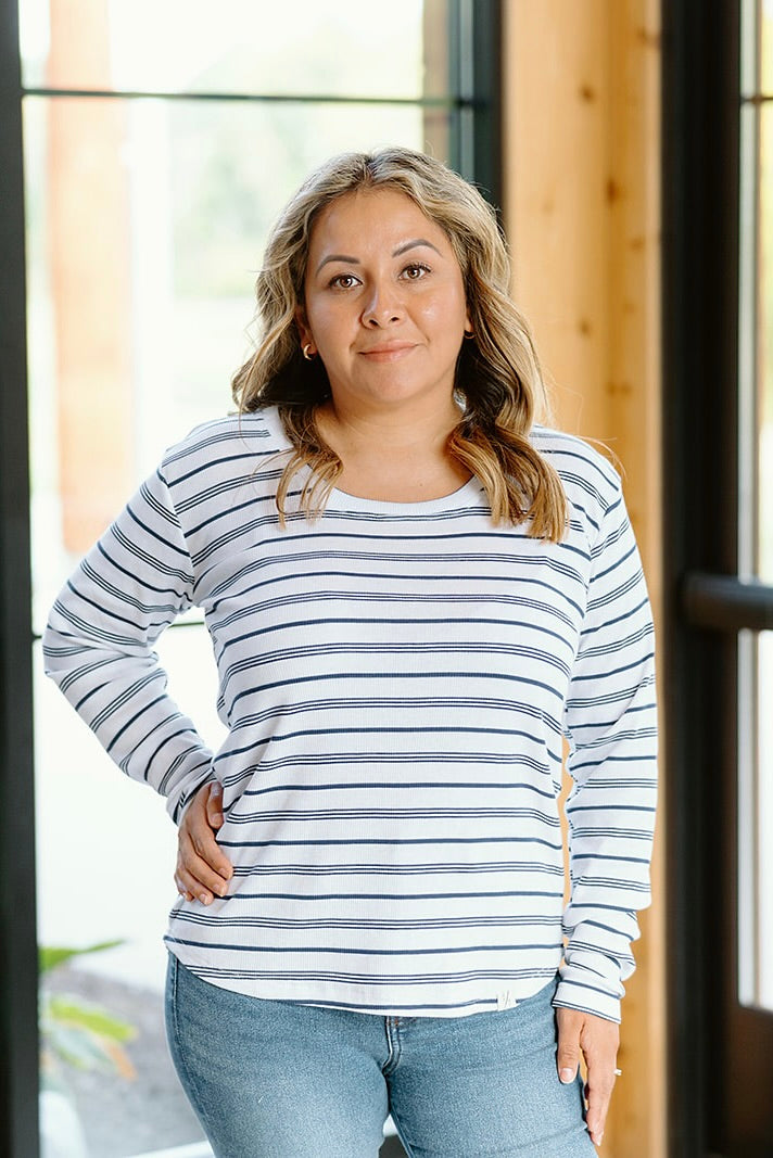 Marine Stripe Long Sleeve Scoop Tee