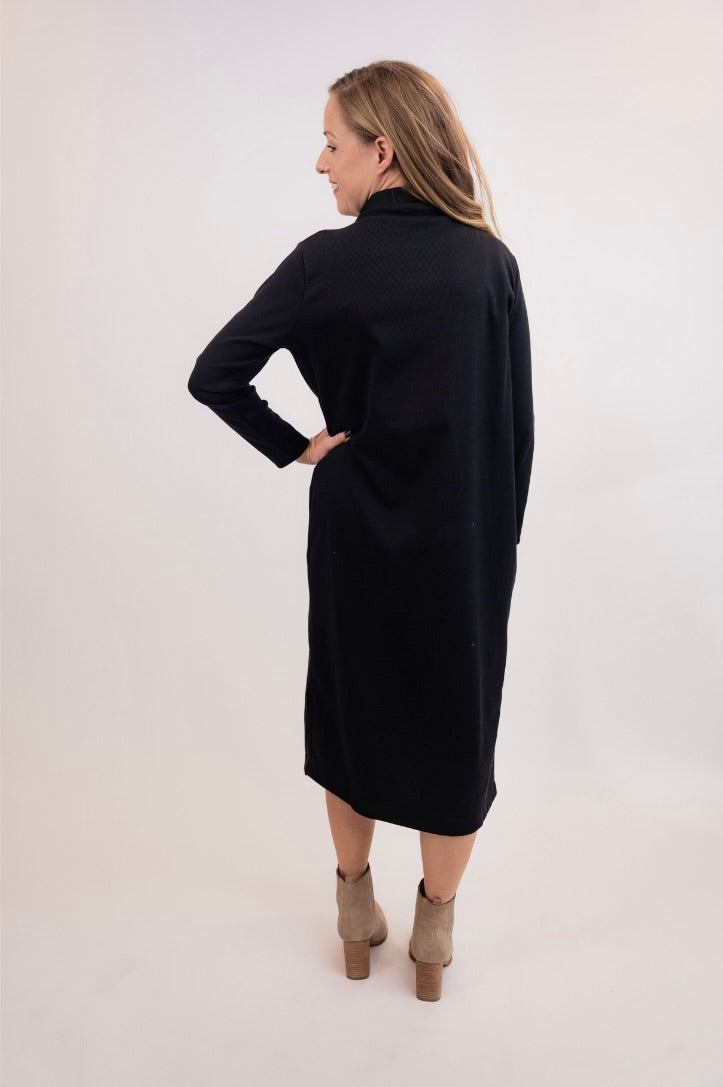 Black Ribbed Turtleneck Dress