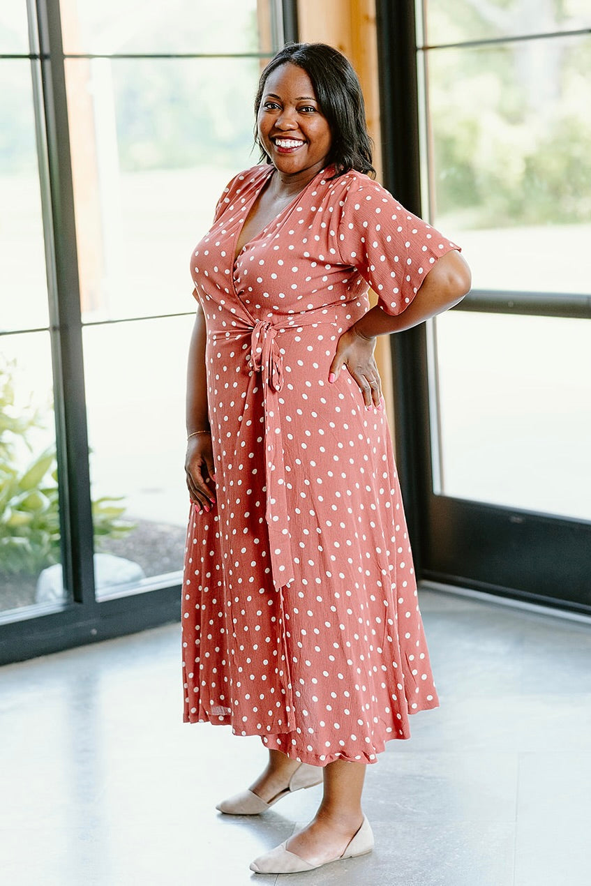 Polka dot wrap dress plus clearance size