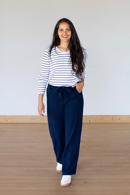 Navy Floor Length Pant