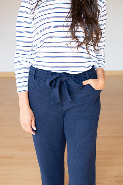 Navy Floor Length Pant