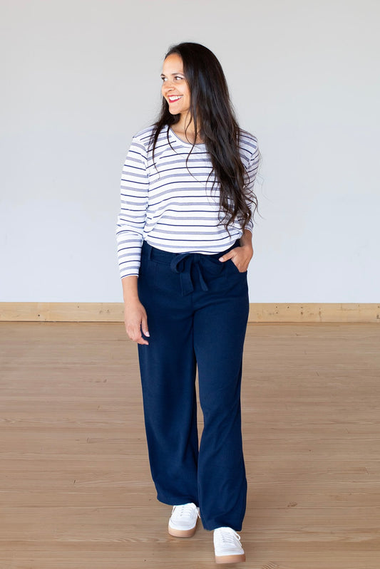 Navy Floor Length Pant