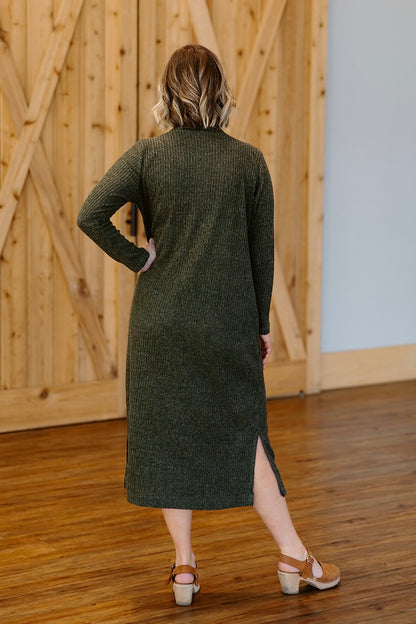 Olive Leaf Turtleneck Dress