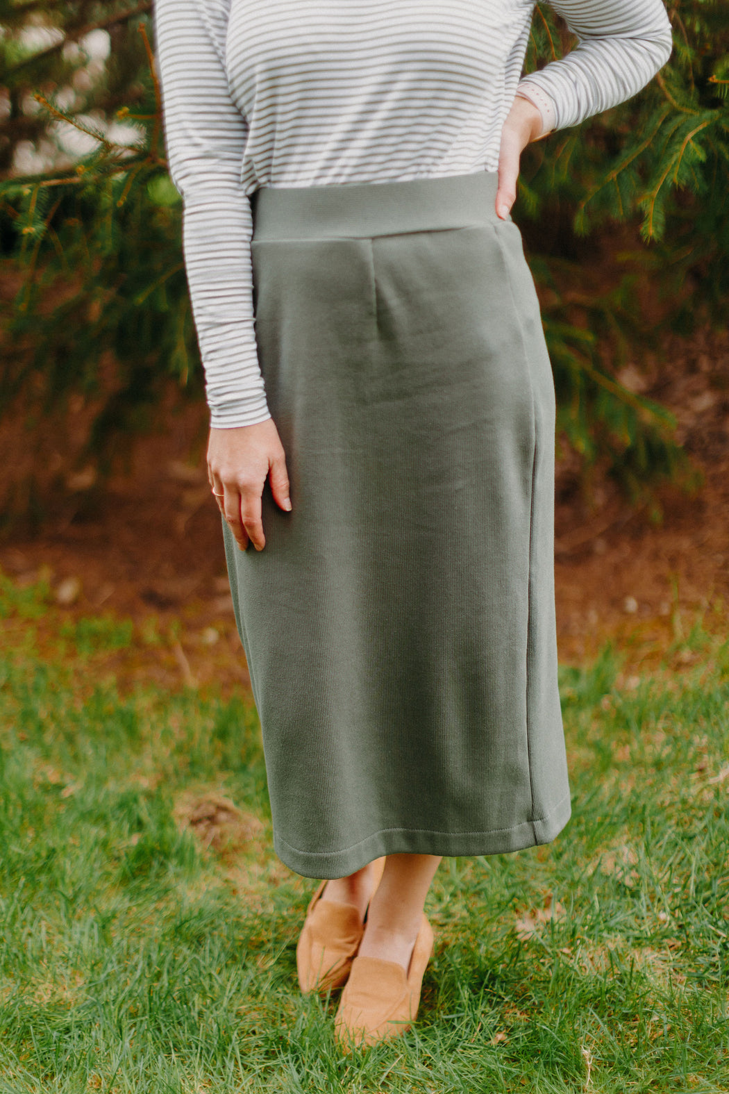 Olive Pencil Skirt